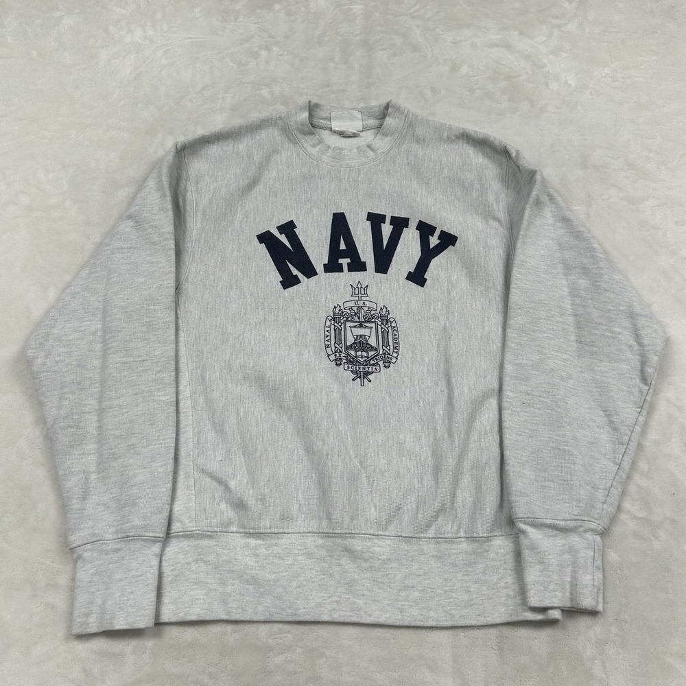 Champion Reverse Weave Sweatshirt Mens Medium Gray US Naval Academy Pullover